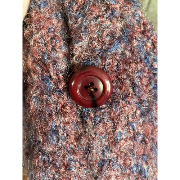 Size S//Vintage 90s Boucle Purple Wool Blend Knit Cardigan Sweater - Picture 5 of 6
